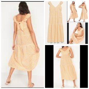 OLD NAVY Fit & Flare Tiered Seersucker All-Day Maxi Dress for Women